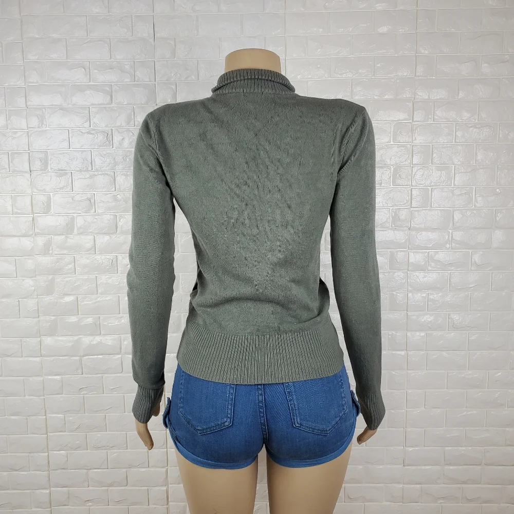 large junior army green full zip sweater - Picture 6 of 7